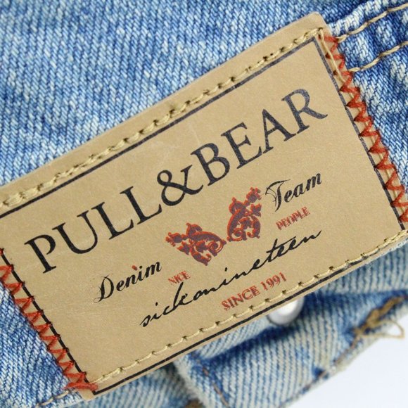 Pull & Bear Denim Jacket Women's Casual Blue Light Washed Button Front Small S - Picture 9 of 9